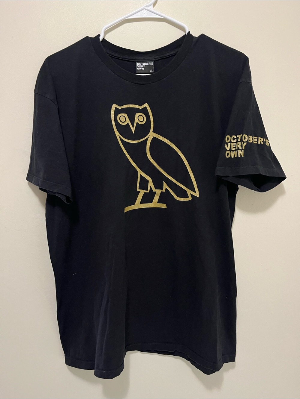 OVO October's Very Own OG Owl Logo T-Shirt Black Gold Metallic Size XL